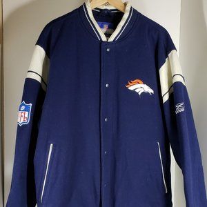 NFL Denver Broncos Jacket Wool Bomber Reebok XXL Men's Vintage Football